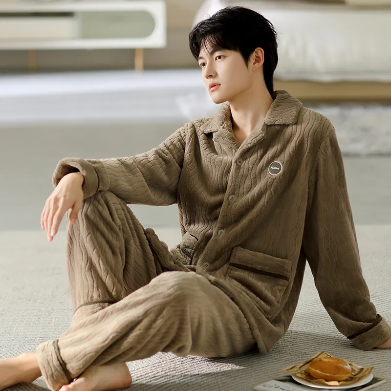 Floating Light Islands Pajama Set Gift Box Set Men's Dark Brown-2