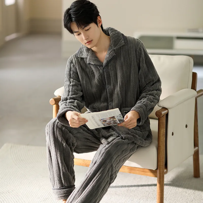 Floating Light Islands Pajama Set Men's Gift Box Set Gray-2