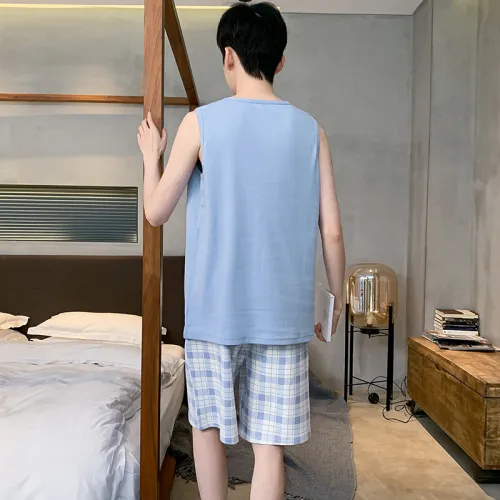 Floating Light Islands Pajama Set Men's Gift Box Set Light Blue