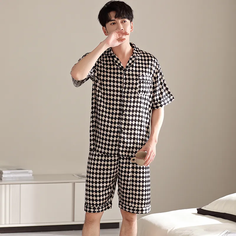 Floating Light Islands Pajama Set Men's Gift Box Set Black Gray Color-3