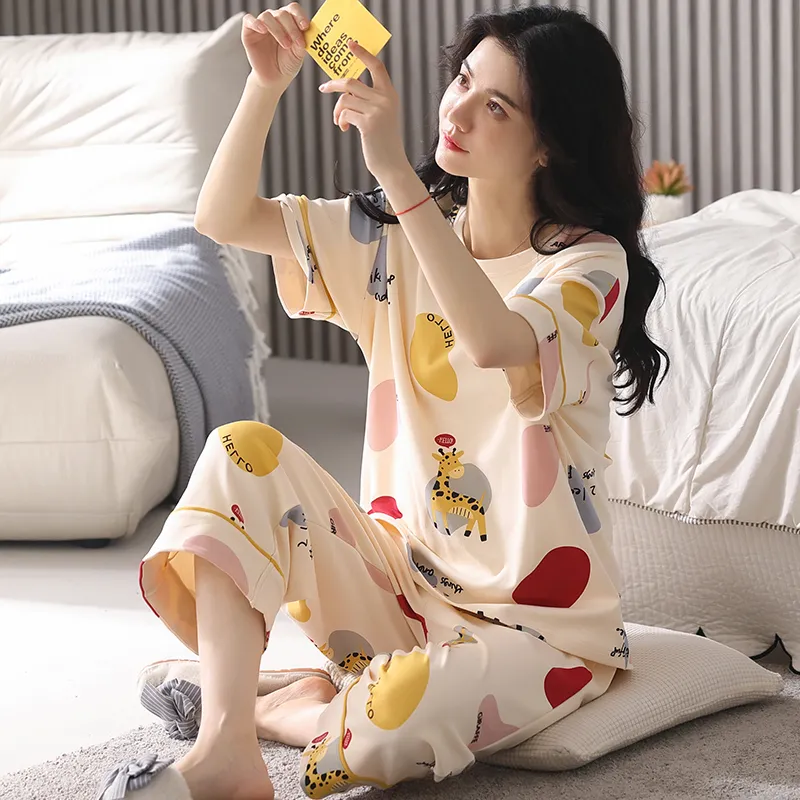 Floating Light Islands Pajama Set Women's Gift Box Set Apricot-3