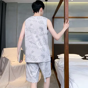 Floating Light Islands Pajama Set Men's Gift Box Set Light Gray