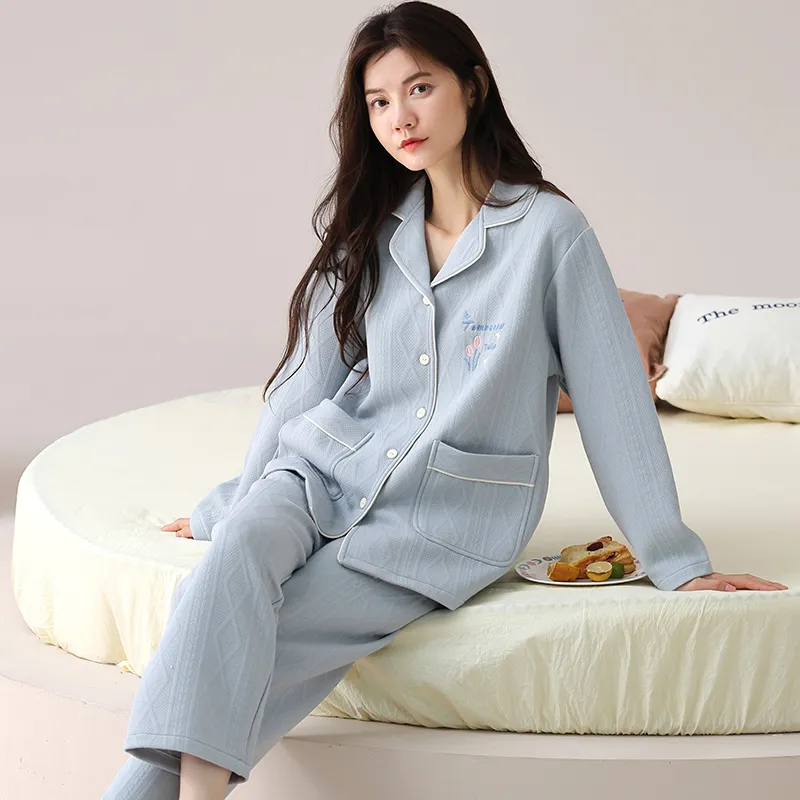 Floating Light Islands Pajama Set Women's Shopping Bag Included Light Blue-3
