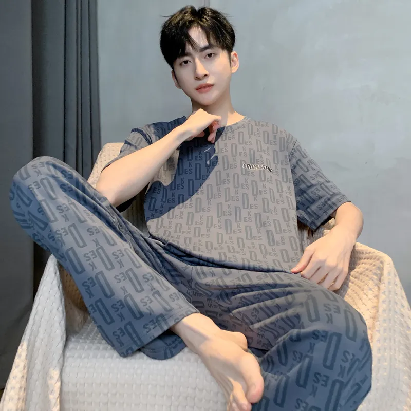 Floating Light Islands Pajama Set Men's Dark Blue-6