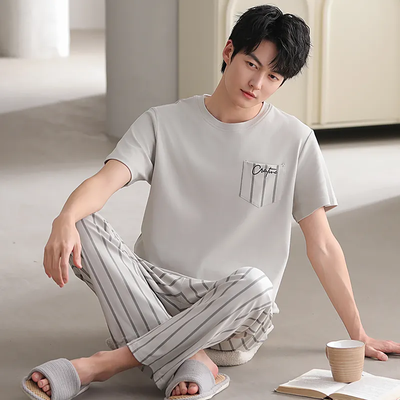 Floating Light Islands Pajama Set Men's Light Gray-4