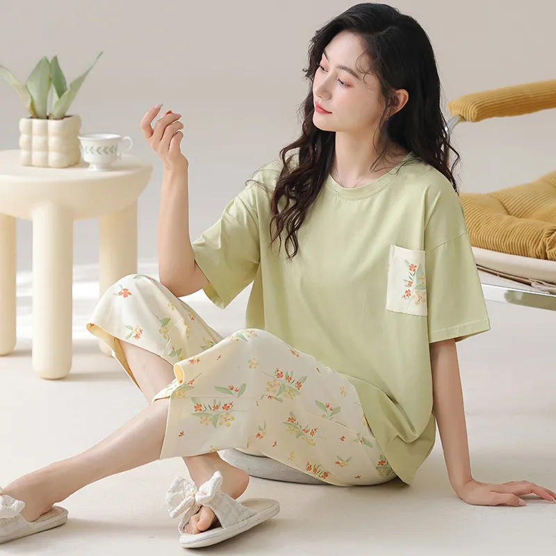 Floating Light Islands Pajama Set Women's Khaki-4