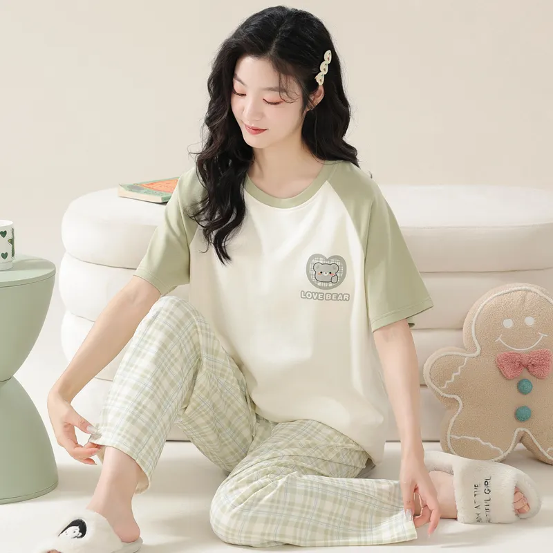 Floating Light Islands Pajama Set Women's Gift Box Set Light Green-1