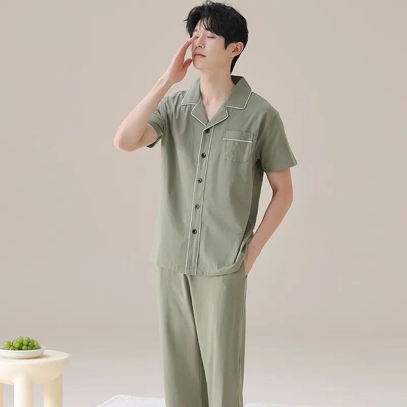 Floating Light Islands Pajama Set Men's Light Green-5