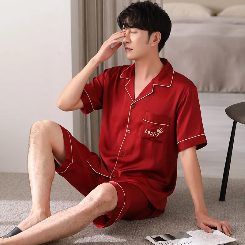 Floating Light Islands Pajama Set Men's Gift Box Set Red-1