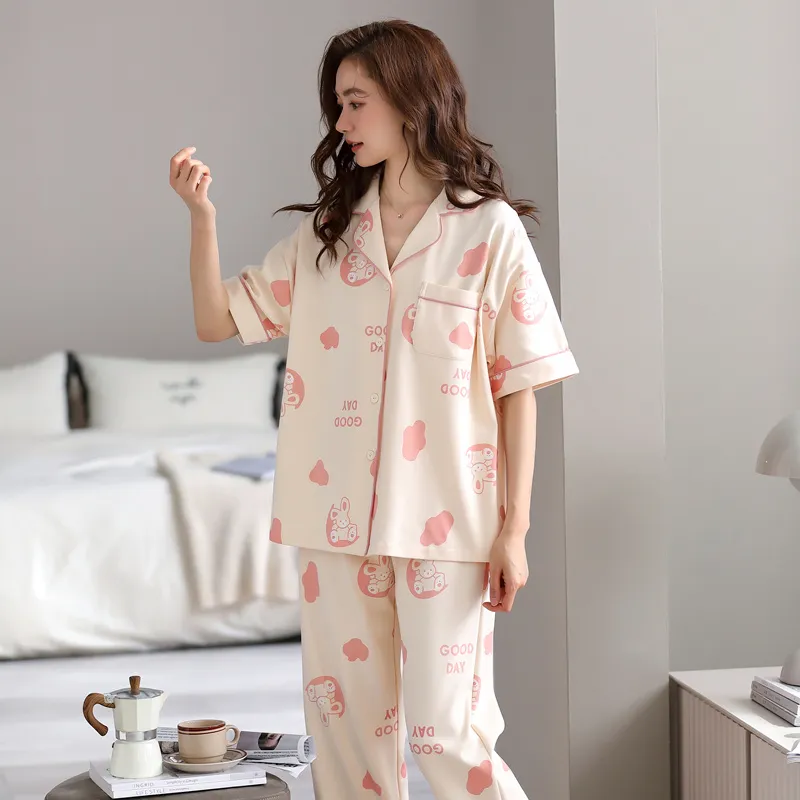 Floating Light Islands Pajama Set Women's Apricot Pink-1