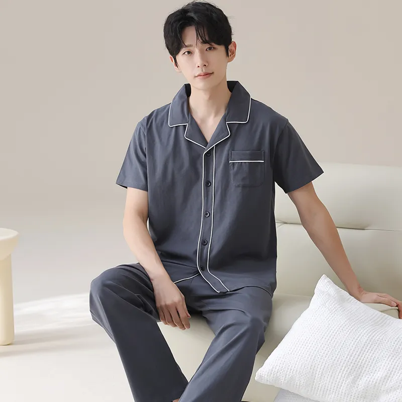 Floating Light Islands Pajama Set Men's Navy Blue-3