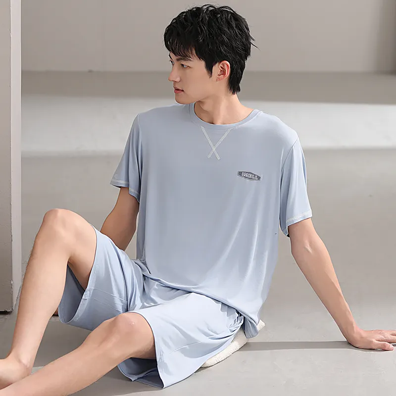 Floating Light Islands Pajama Set Men's Light Blue-2