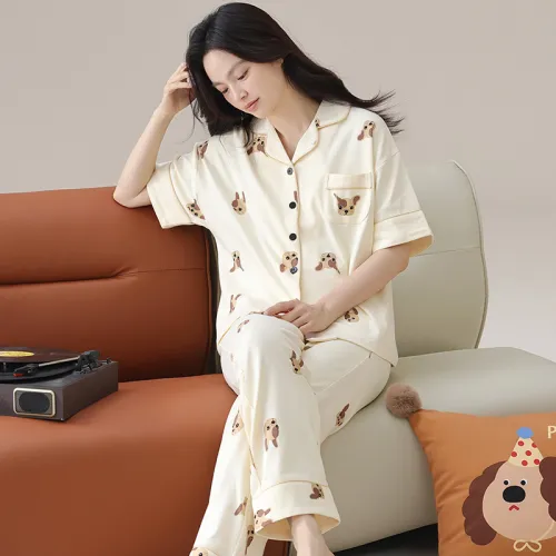 Floating Light Islands Pajama Set Women's Apricot