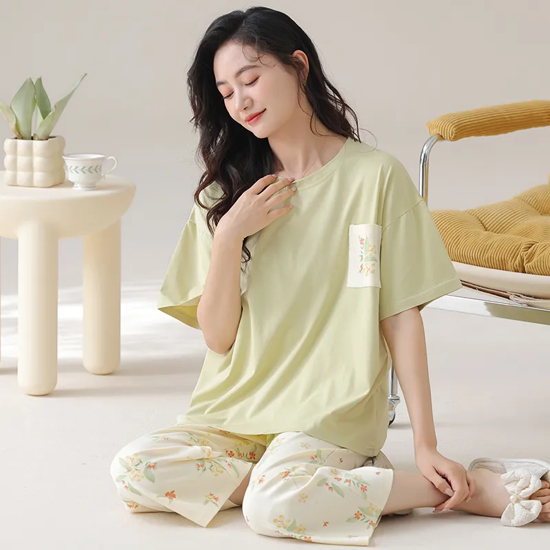 Floating Light Islands Pajama Set Women's Khaki-1