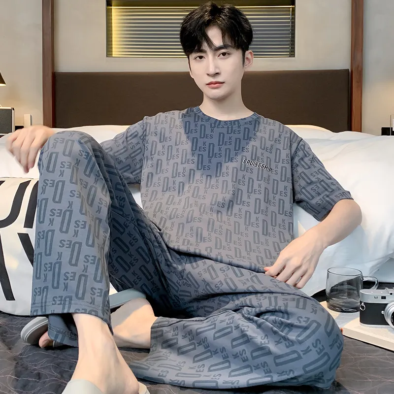 Floating Light Islands Pajama Set Men's Dark Blue-3