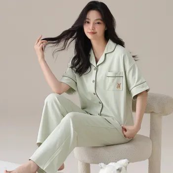 Floating Light Islands Pajama Set Women's Light Green