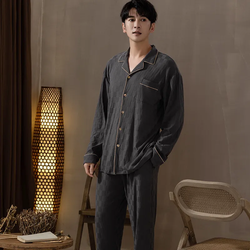 Floating Light Islands Pajama Set Men's Gift Box Set Gray-6