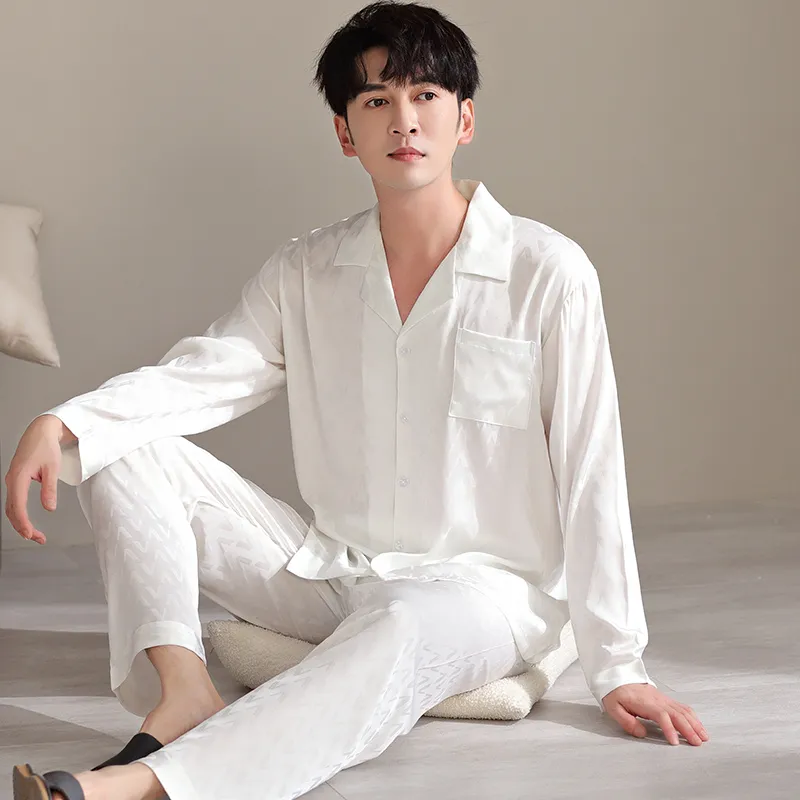 Floating Light Islands Pajama Set Men's White-4