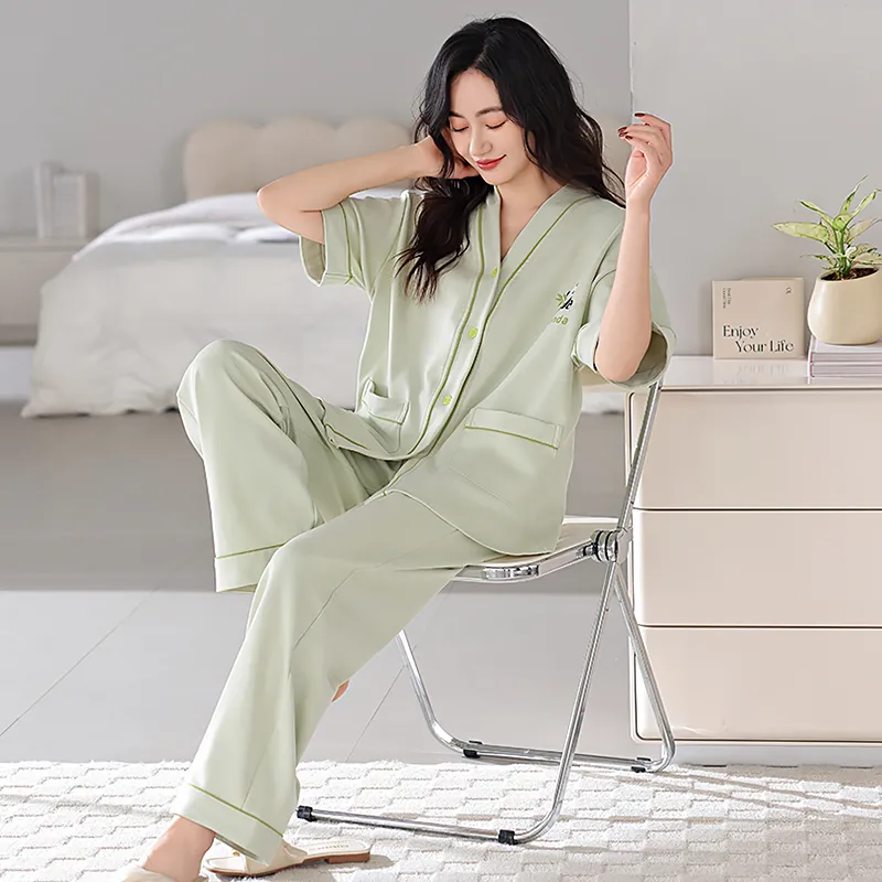 Floating Light Islands Pajama Set Women's Light Green-0