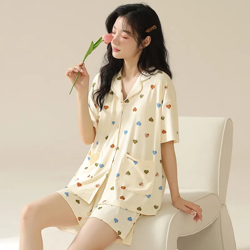 Floating Light Islands Pajama Set Women's Box Light Apricot-8