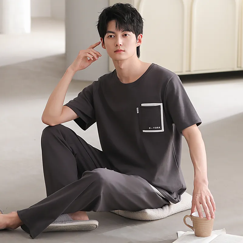 Floating Light Islands Pajama Set Men's Dark Gray-3