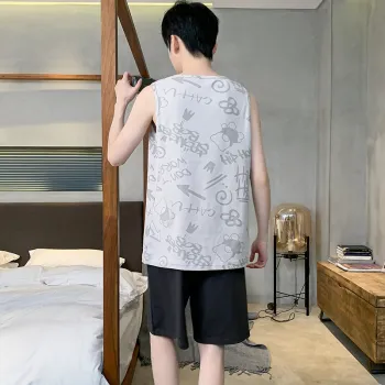 Floating Light Islands Pajama Set Men's Gift Box Set Light Gray Black