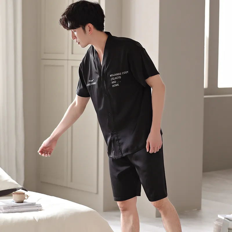 Floating Light Islands Pajama Set Men's Gift Box Set Black-5