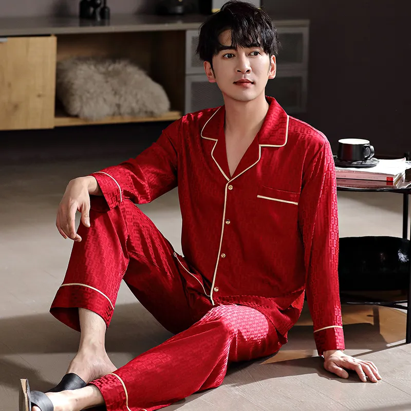 Floating Light Islands Pajama Set Men's Red-4