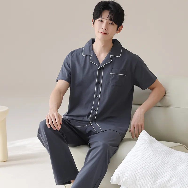 Floating Light Islands Pajama Set Men's Navy Blue-1