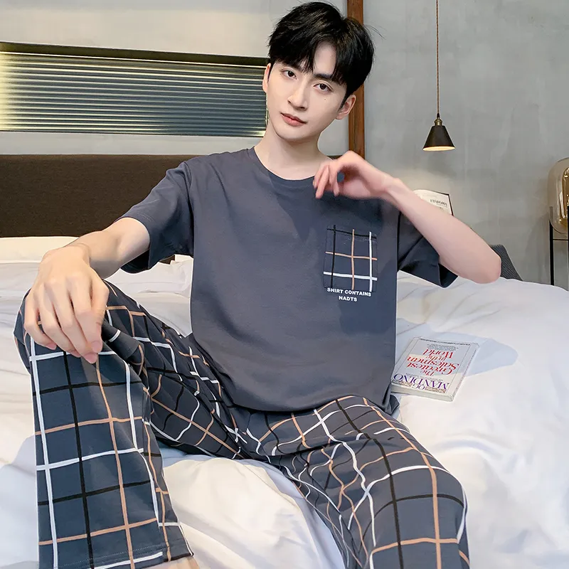 Floating Light Islands Pajama Set Men's Gift Box Set Dark Blue-1