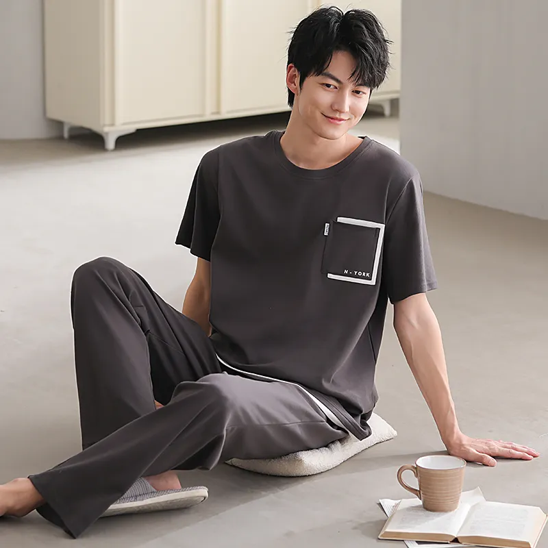 Floating Light Islands Pajama Set Men's Dark Gray-5