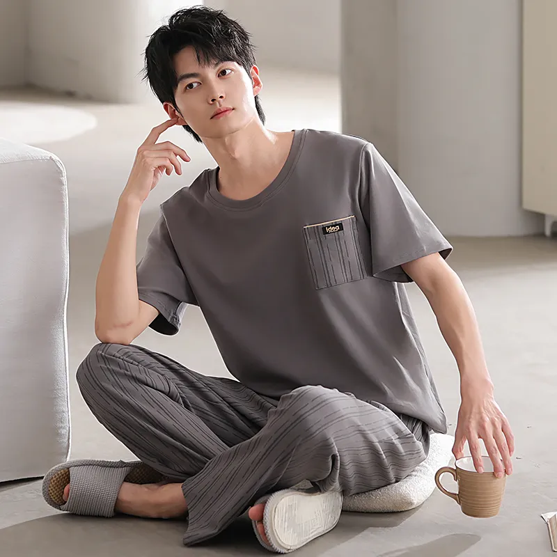 Floating Light Islands Pajama Set Men's Dark Gray-6