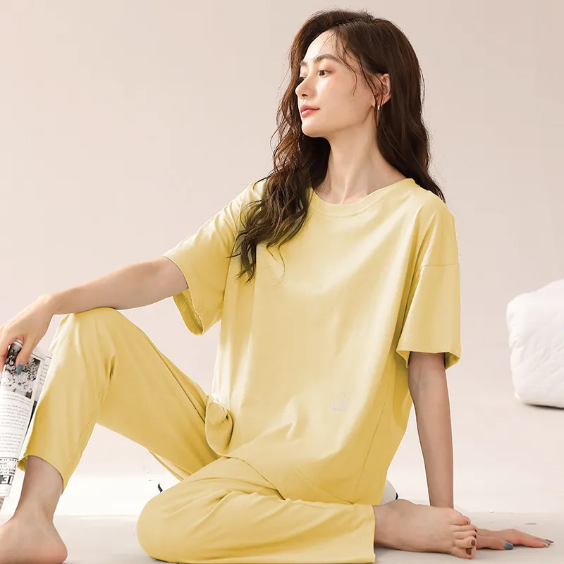 Floating Light Islands Pajama Set Women's Gift Box Set Light Apricot Yellow-2
