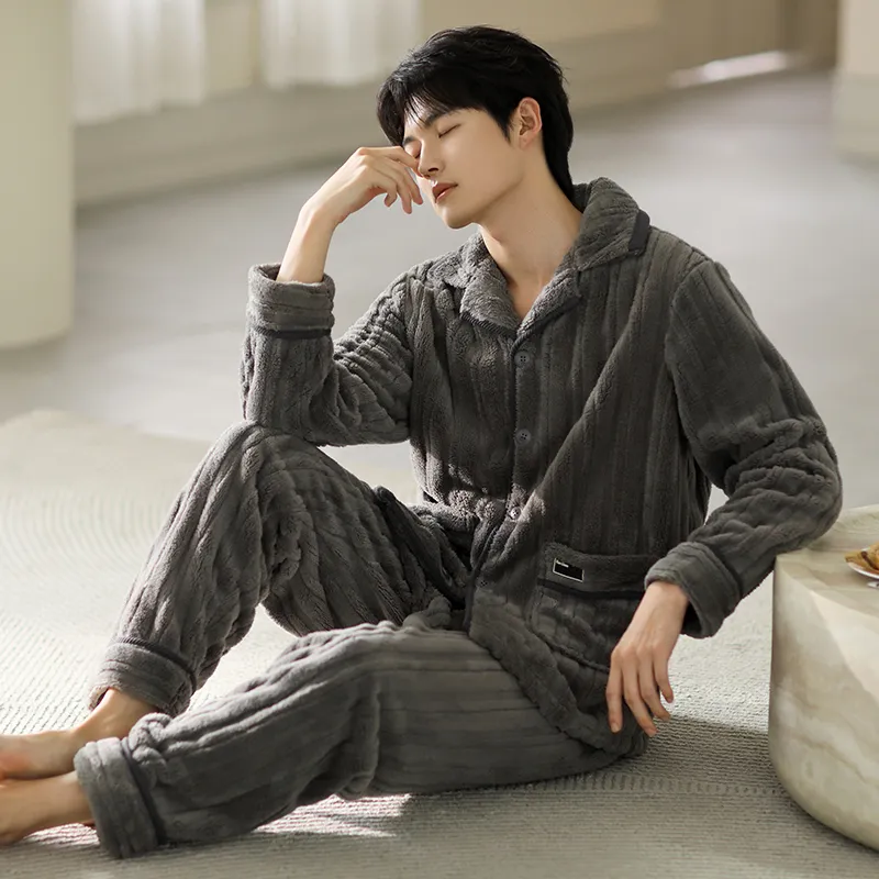 Floating Light Islands Pajama Set Men's Gift Box Set Gray-3