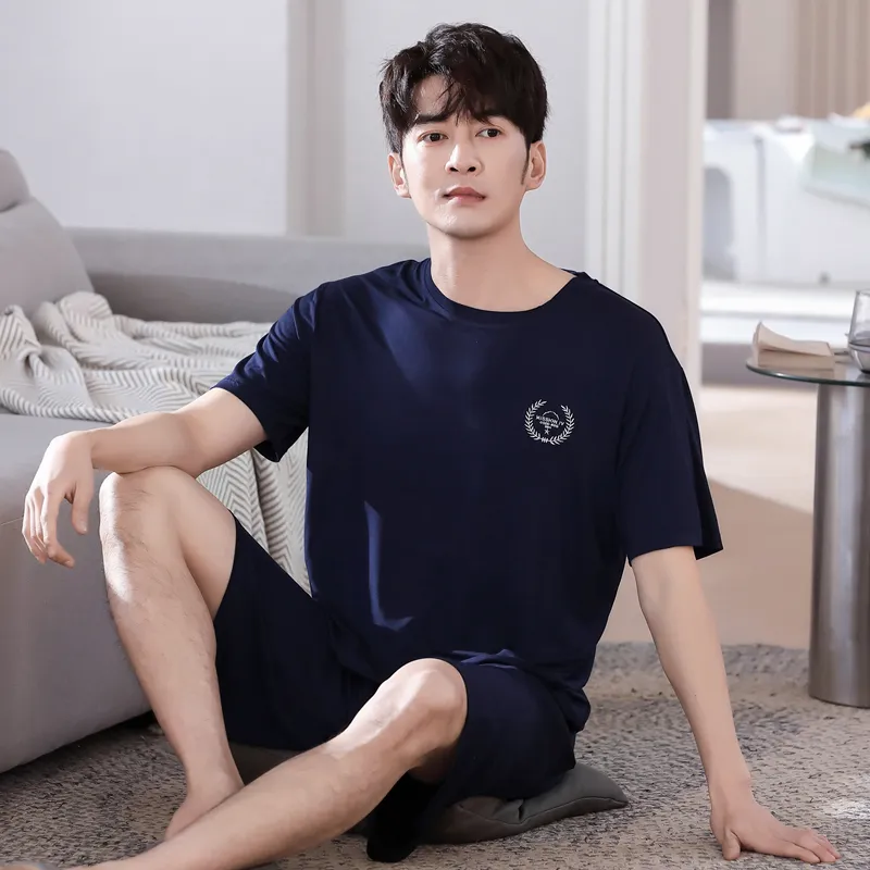 Floating Light Islands Pajama Set Men's Gift Box Set Navy Blue-6