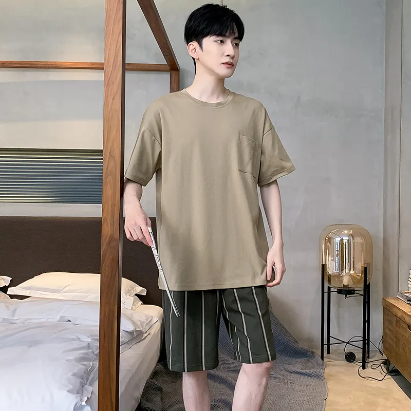 Floating Light Islands Pajama Set Men's Gift Box Set Khaki-1
