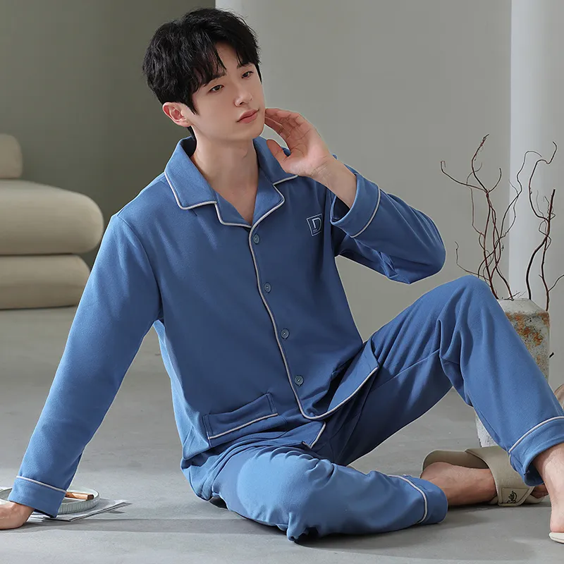 Floating Light Islands Pajama Set Men's Gift Box Set Blue-2