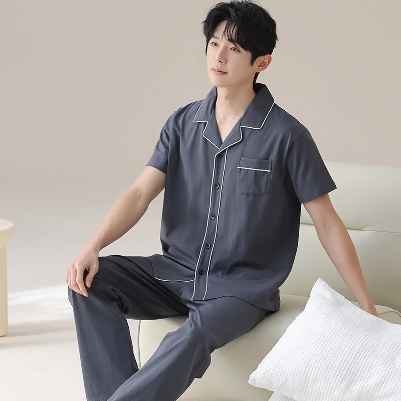 Floating Light Islands Pajama Set Men's Navy Blue-4