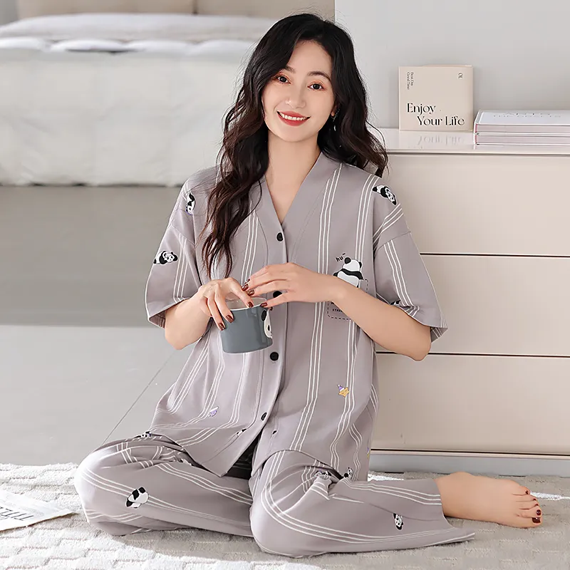 Floating Light Islands Pajama Set Women's Gray-1