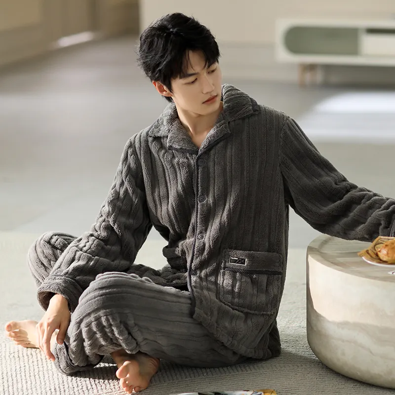Floating Light Islands Pajama Set Men's Gift Box Set Gray-5