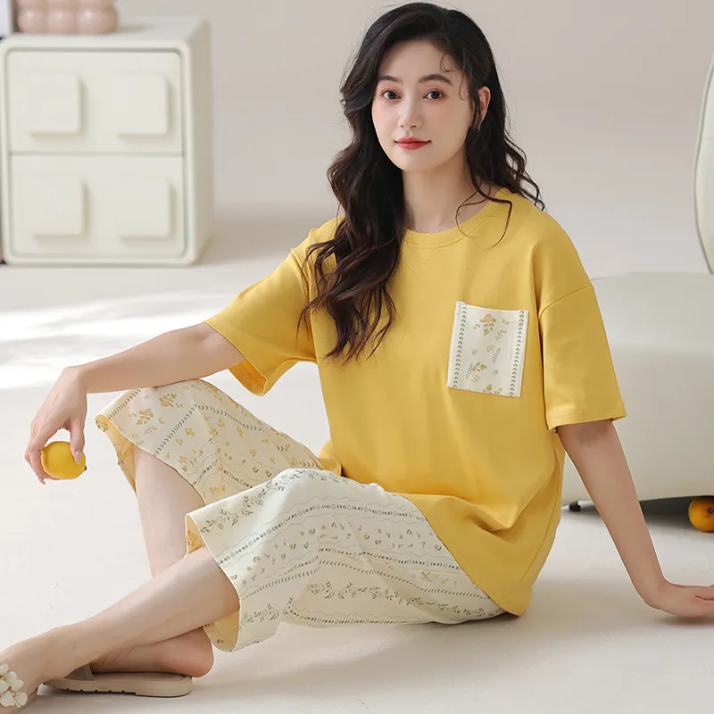 Floating Light Islands Pajama Set Women's Yellow-4