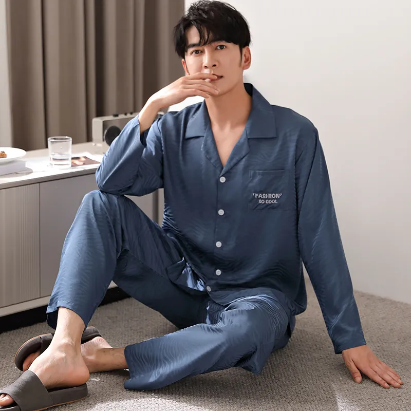 Floating Light Islands Pajama Set Men's Gift Box Set Blue-1