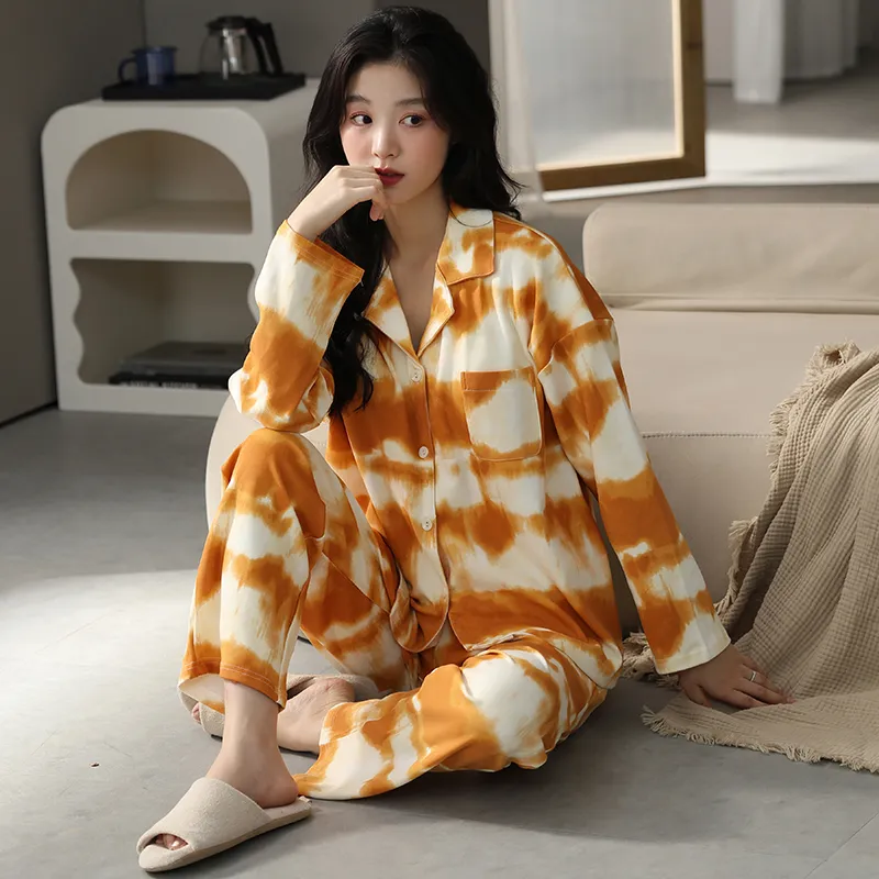 Floating Light Islands Pajama Set Women's Box Orange-5