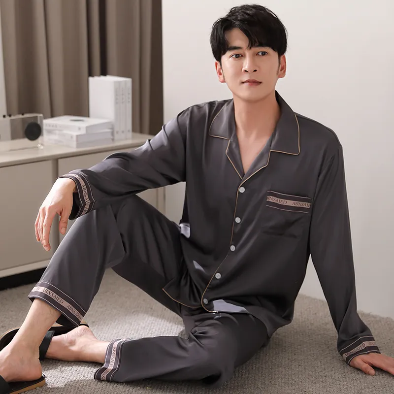 Floating Light Islands Pajama Set Men's Gift Box Set Gray-5