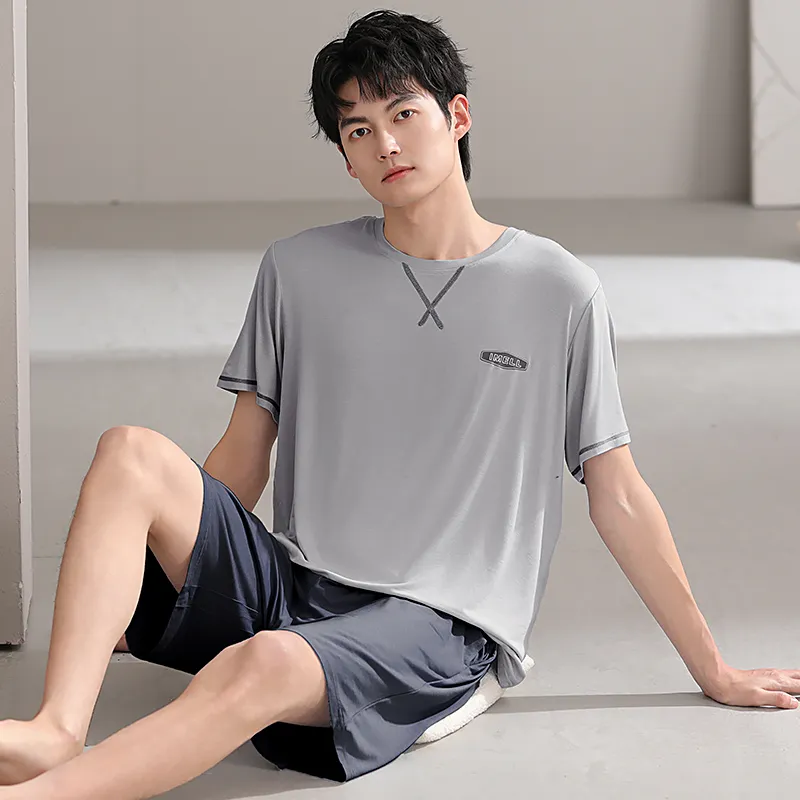 Floating Light Islands Pajama Set Men's Gray Blue-1