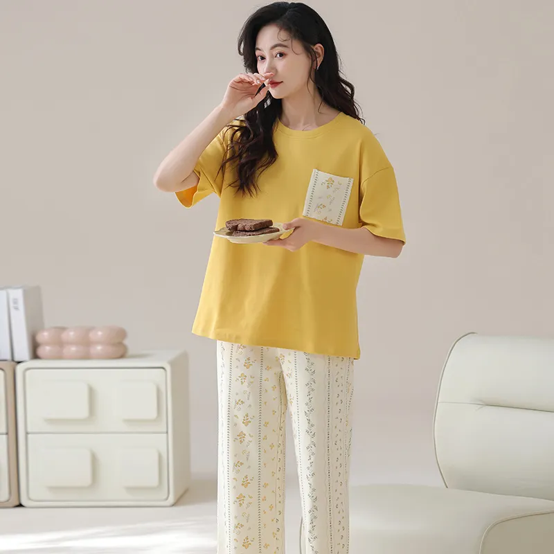 Floating Light Islands Pajama Set Women's Yellow-5
