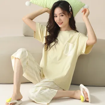 Floating Light Islands Pajama Set Women's Light Yellow