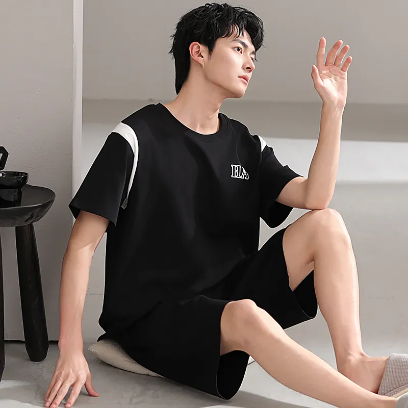 Floating Light Islands Pajama Set Men's Black-2