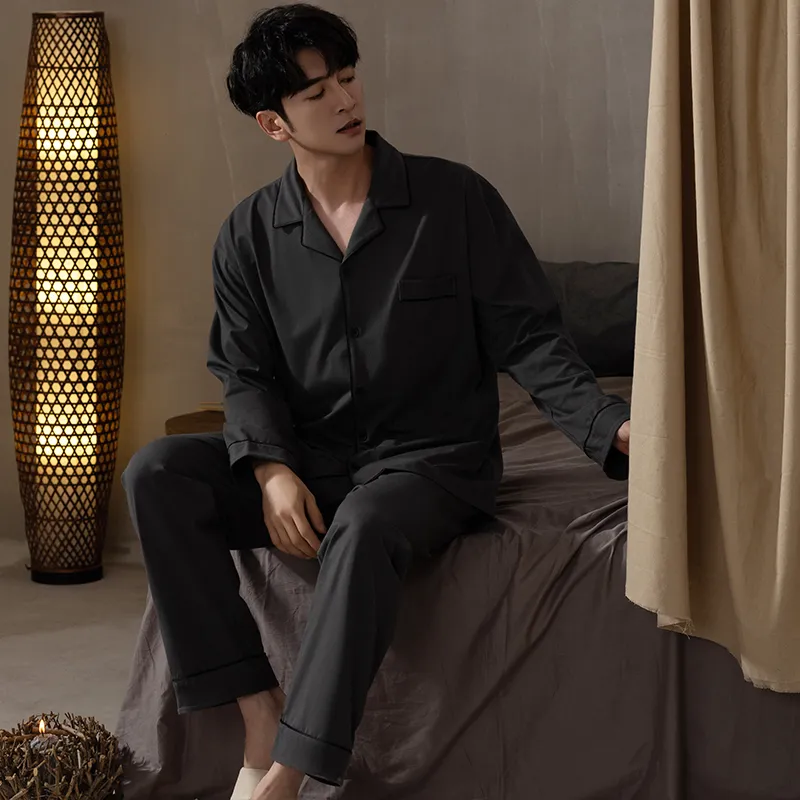 Floating Light Islands Pajama Set Men's Gift Box Set Gray-2