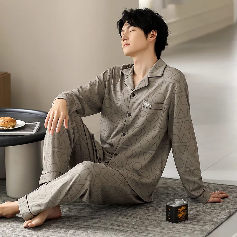 Floating Light Islands Pajama Set Gift Box Set Men's Tea Brown-2